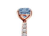 Rose gold Fancy Blue Cushion  Cut Diamond Pavé Band Solitaire with Four-Prong Setting_8