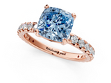 Rose gold Fancy Blue Cushion  Cut Diamond Pavé Band with Four-Prong Setting_40