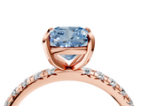Rose gold Fancy Blue Cushion  Cut Diamond Pavé Band with Four-Prong Setting_43