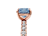 Rose gold Fancy Blue Cushion  Cut Diamond Pavé Band with Four-Prong Setting_44