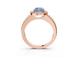 Rose gold Fancy Blue Cushion Cut Diamond Pavé Halo Ring with Four-Prong Setting_39