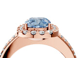 Rose gold Fancy Blue Cushion Cut Diamond Pavé Halo Ring with Four-Prong Setting_40