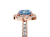 Rose gold Fancy Blue Cushion Cut Diamond Pavé Halo Ring with Four-Prong Setting_41