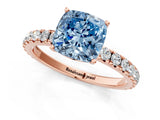 Rose gold Fancy Blue Cushion Cut Diamond Pavé Solitaire Engagement Ring with Four-Prong Setting_72