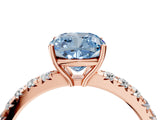 Rose gold Fancy Blue Cushion Cut Diamond Pavé Solitaire Engagement Ring with Four-Prong Setting_75