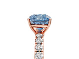 Rose gold Fancy Blue Cushion Cut Diamond Pavé Solitaire Engagement Ring with Four-Prong Setting_76