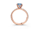 Rose gold Fancy Blue Cushion Cut Diamond Pavé Solitaire Ring with Round Band and Prong Setting_15