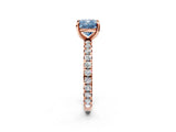 Rose gold Fancy Blue Cushion Cut Diamond Pavé Solitaire Ring with Round Band and Prong Setting_26
