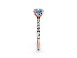Rose gold Fancy Blue Cushion Cut Diamond Pave Band Solitaire Ring with Four-Prong Setting_60