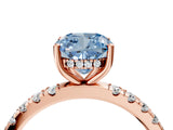 Rose gold Fancy Blue Cushion Cut Diamond Pave Band Solitaire Ring with Four-Prong Setting_62