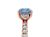 Rose gold Fancy Blue Cushion Cut Diamond Pave Band Solitaire Ring with Four-Prong Setting_63