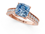 Rose gold Fancy Blue Cushion  Cut Diamond Pave Band with Four-Prong Setting_21