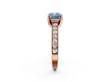 Rose gold Fancy Blue Cushion  Cut Diamond Pave Band with Four-Prong Setting_22
