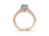 Rose gold Fancy Blue Cushion  Cut Diamond Pave Band with Four-Prong Setting_23