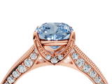 Rose gold Fancy Blue Cushion  Cut Diamond Pave Band with Four-Prong Setting_24