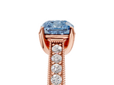 Rose gold Fancy Blue Cushion  Cut Diamond Pave Band with Four-Prong Setting_25