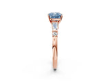 Rose gold Fancy Blue Cushion  Cut Diamond Ring with Baguette Side Stones, Channel Set Band, and Four-Prong Setting_26