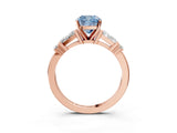 Rose gold Fancy Blue Cushion  Cut Diamond Ring with Baguette Side Stones, Channel Set Band, and Four-Prong Setting_27