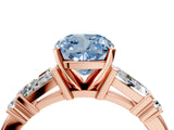 Rose gold Fancy Blue Cushion  Cut Diamond Ring with Baguette Side Stones, Channel Set Band, and Four-Prong Setting_28