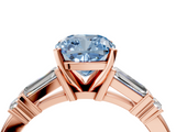 Rose gold Fancy Blue Cushion  Cut Diamond Ring with Baguette Side Stones, Channel Set Band, and Four-Prong Setting_7