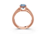 Rose gold Fancy Blue Cushion Cut Diamond Ring with Milgrain Pavé Band and Four-Prong Setting_28