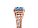 Rose gold Fancy Blue Cushion Cut Diamond Ring with Milgrain Pavé Band and Four-Prong Setting_30