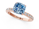 Rose gold Fancy Blue Cushion  Cut Diamond Ring with Pavé Band and Four-Prong Setting_68