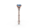 Rose gold Fancy Blue Cushion  Cut Diamond Ring with Pavé Band and Four-Prong Setting_69