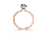 Rose gold Fancy Blue Cushion  Cut Diamond Ring with Pavé Band and Four-Prong Setting_70