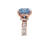 Rose gold Fancy Blue Cushion  Cut Diamond Ring with Pavé Band and Four-Prong Setting_72
