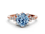 Rose gold Fancy Blue Cushion Cut Diamond Ring with Side Stones and Four-Prong Setting_79
