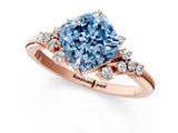 Rose gold Fancy Blue Cushion Cut Diamond Ring with Side Stones and Four-Prong Setting_80
