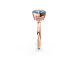 Rose gold Fancy Blue Cushion Cut Diamond Ring with Side Stones and Four-Prong Setting_81