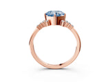 Rose gold Fancy Blue Cushion Cut Diamond Ring with Side Stones and Four-Prong Setting_82