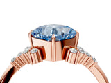 Rose gold Fancy Blue Cushion Cut Diamond Ring with Side Stones and Four-Prong Setting_83