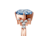 Rose gold Fancy Blue Cushion Cut Diamond Ring with Side Stones and Four-Prong Setting_84