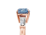 Rose gold Fancy Blue Cushion  Cut Diamond Ring with Tapered Baguette Side Stones in Four-Prong Setting_8