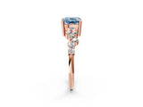 Rose gold Fancy Blue Cushion Cut Diamond Scattered Round Accent Ring with Prong Setting_14