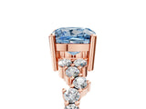 Rose gold Fancy Blue Cushion Cut Diamond Scattered Round Accent Ring with Prong Setting_17