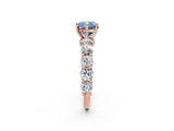 Rose gold Fancy Blue Cushion Cut Diamond Side Stone Engagement Ring with Four-Prong Setting_26