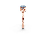 Rose gold Fancy Blue Cushion Cut Diamond Solitaire Celtic Knot Ring with Four-Prong Setting_60