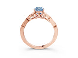 Rose gold Fancy Blue Cushion Cut Diamond Solitaire Celtic Knot Ring with Four-Prong Setting_61