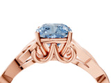 Rose gold Fancy Blue Cushion Cut Diamond Solitaire Celtic Knot Ring with Four-Prong Setting_62