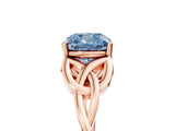 Rose gold Fancy Blue Cushion Cut Diamond Solitaire Celtic Knot Ring with Four-Prong Setting_63
