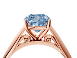 Rose gold Fancy Blue Cushion Cut Diamond Solitaire Engagement Ring with Cathedral Setting and Four-Prong Mount_100