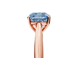 Rose gold Fancy Blue Cushion Cut Diamond Solitaire Engagement Ring with Cathedral Setting and Four-Prong Mount_101