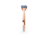 Rose gold Fancy Blue Cushion Cut Diamond Solitaire Engagement Ring with Cathedral Setting and Four-Prong Mount_139