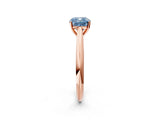 Rose gold Fancy Blue Cushion Cut Diamond Solitaire Engagement Ring with Cathedral Setting and Four-Prong Mount_14