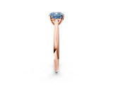 Rose gold Fancy Blue Cushion Cut Diamond Solitaire Engagement Ring with Cathedral Setting and Four-Prong Mount_44