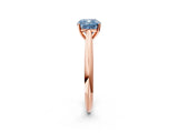 Rose gold Fancy Blue Cushion Cut Diamond Solitaire Engagement Ring with Cathedral Setting and Four-Prong Mount_98
